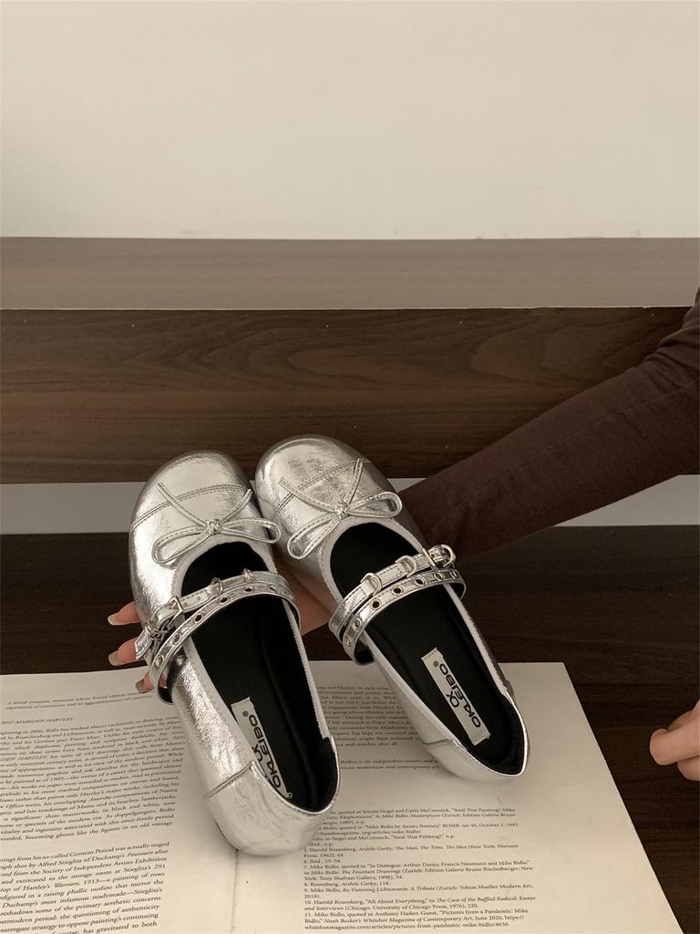 Französische Damen-Pendlerschuhe mit flachem Boden, Einzelne Schuhe, Damenschuhe, 2025 neu, Frühling und Herbst, Schleife, Mary Janes, Abendschuhe