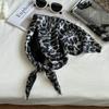 New Style Glossy Silver Silk Triangular Binder Personality Closed Toe Headscarf Metallic Silk Scarf Sweet and Spicy Cool Girl