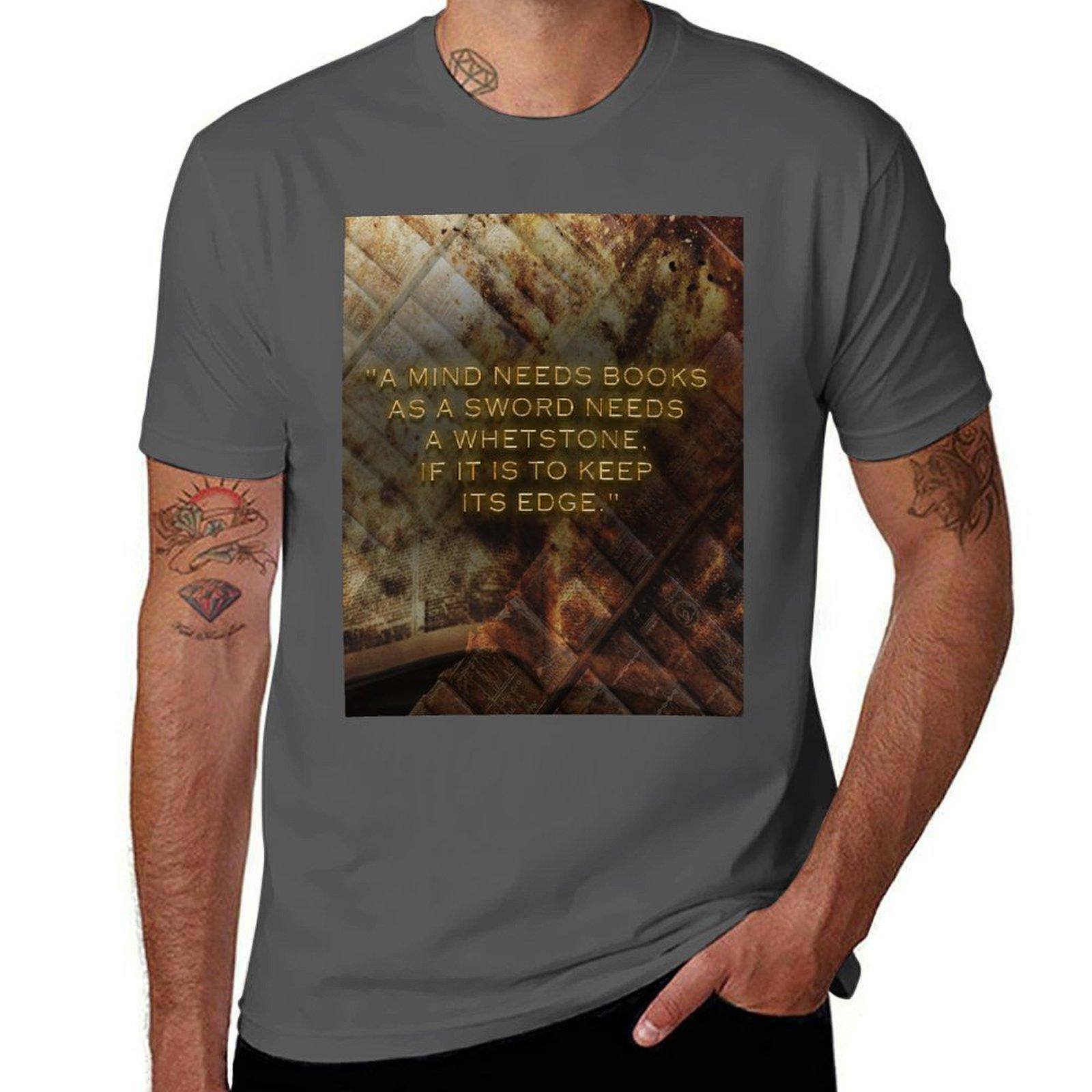 

A Mind Needs Books - Quote T-Shirt cotton t shirt man t shirts for man pack cotton t shirts for man cotton funny T-Shirt 4XL