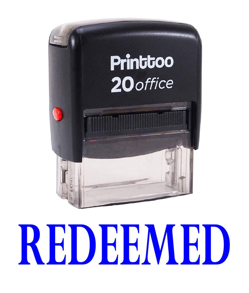 Printtoo Self Inking Rubber Stamp Office Stationary REDEEMED Custom