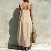 Sleeveless Square Neck Ruffle Strap Maxi Dress Loose Fit Casual Lightweight Summer Dress for Women Beachwear