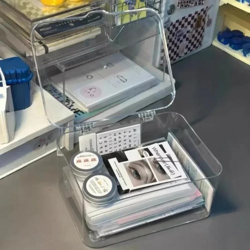 Acrylic Clear Clamshell Storage Organizer Box Multi-Purpose for Home Office Stationery Essentials