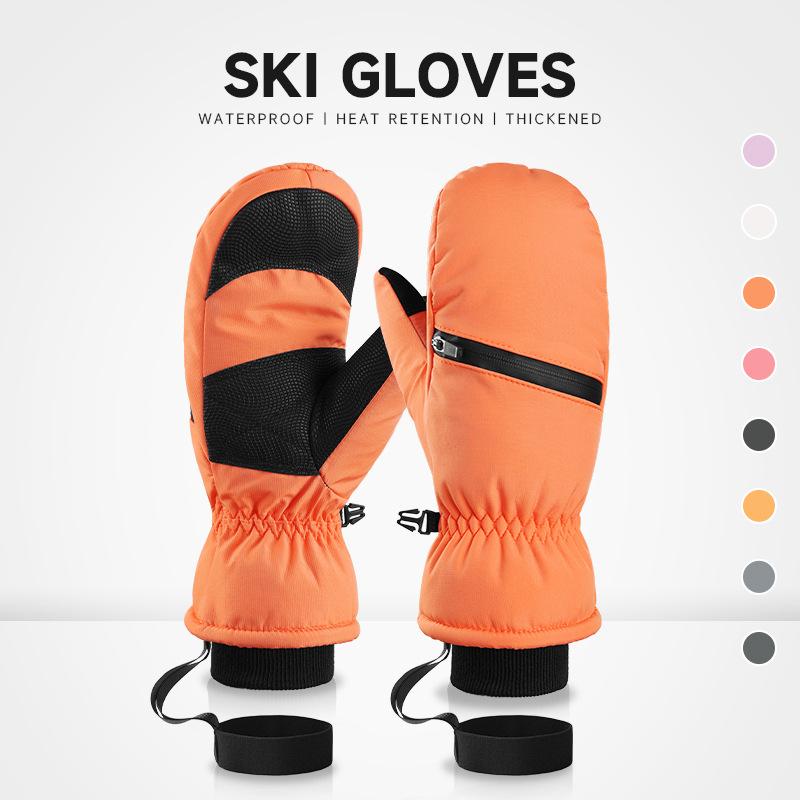 Ski gloves men's and women's winter cold-proof cycling snow three-proof fabric thickened warm outdoor sports gloves