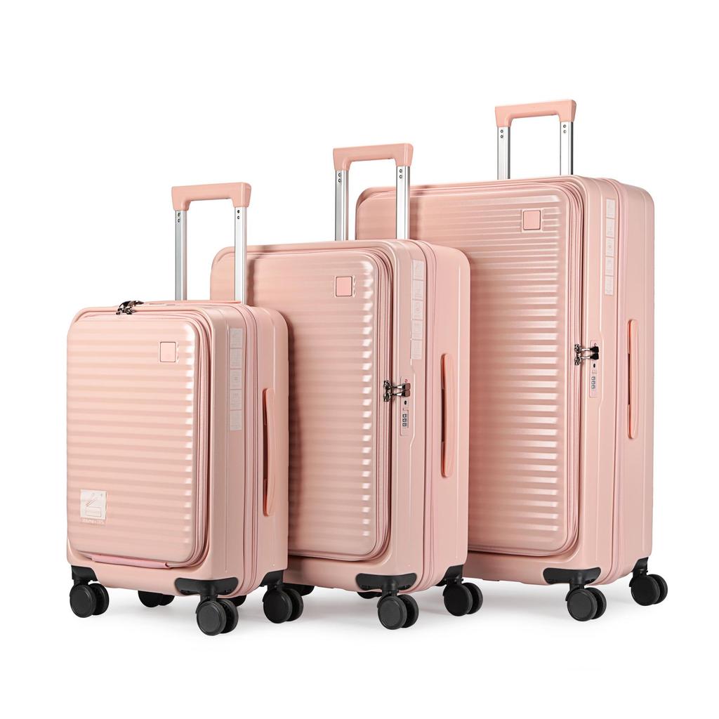 20-inch Front-Opening Trolley Suitcase with Universal Wheels and Password Lock