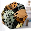 1pc Dice Pattern Automatic Folding Umbrella - Compact 8-Rib Design, Durable Plastic & Iron, Lightweight for Outdoor Daily Use154