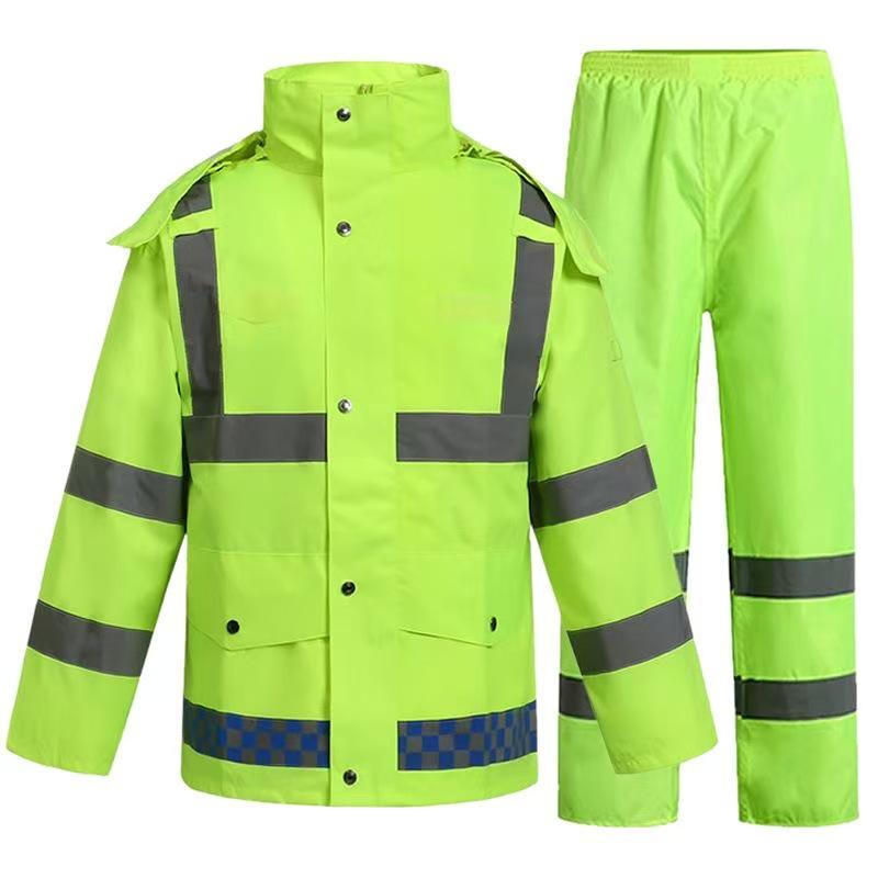 Reflective Raincoat and Pants Set for Traffic Safety and Rain Protection
