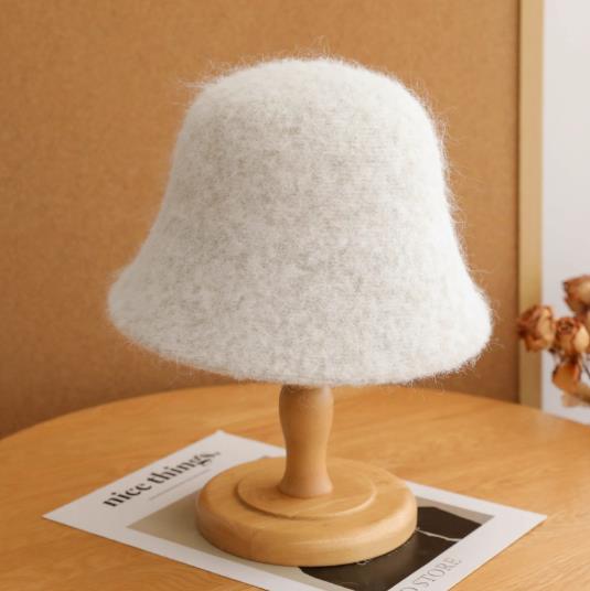 Ins Fashion Ladies Fluffy Panama Korea Designer M Wool Warm Bucket Hat For Women Fashion Fisherman Winter Hats Cap