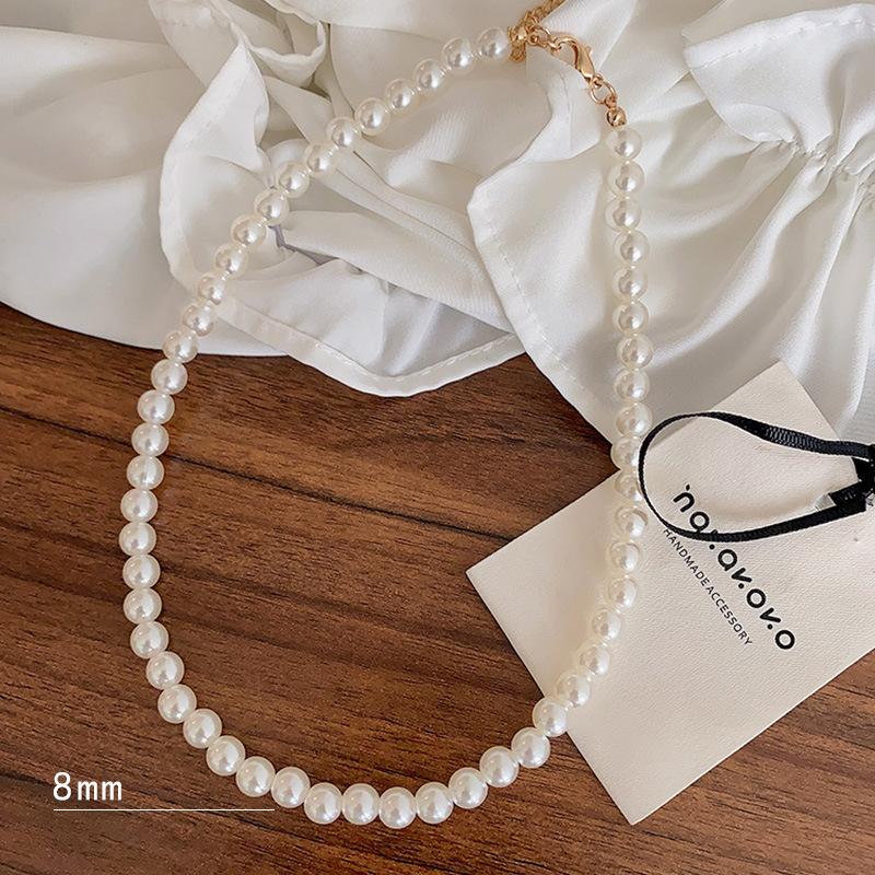 Light Luxury High-End Imitation Pearl Beaded Necklace Women'S Versatile Niche Design Collarbone Chain Summer Accessories
