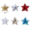2pcs 26cm Christmas Glitter Flower Simulation DIY Artificial Poinsettia Flower Hanging Festival Sequins Flower