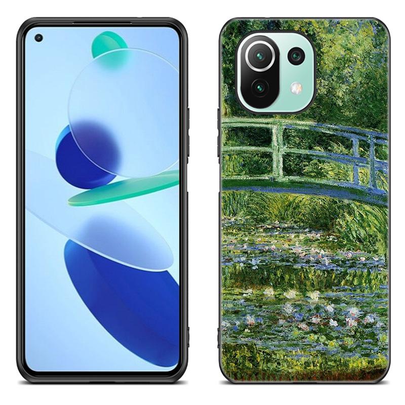 Etui na telefon Claude Monet dla Xiaomi Mi 11 Lite NE 11i 10T 11T Pro A2 A3 Lite POCO F3 M3 M4 C31 X3 Pro NFC GT Czarne etui