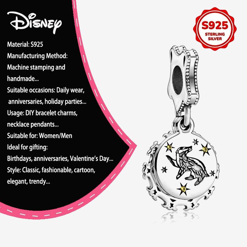 New Disney 925 Silver Winnie & Stitch Charms for Bracelet Necklace DIY Jewelry Gifts Holiday Party