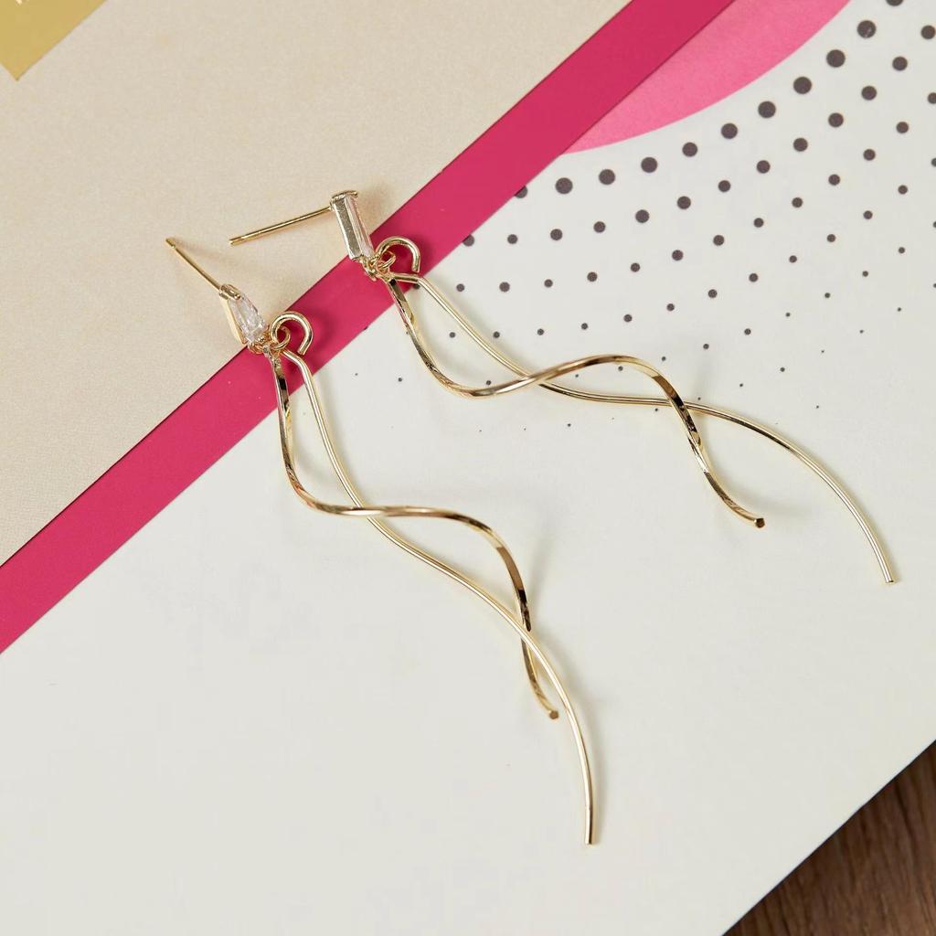 Čínské náušnice s dlouhým střapcem na moskytiéru pro ženy - Bez propíchnutí, Malý čtvercový design, Podzim/Zima