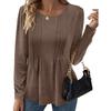 Spring and Autumn Striped Solid Color Round Neck Long Sleeve Casual T-shirt Fashion Women's Top