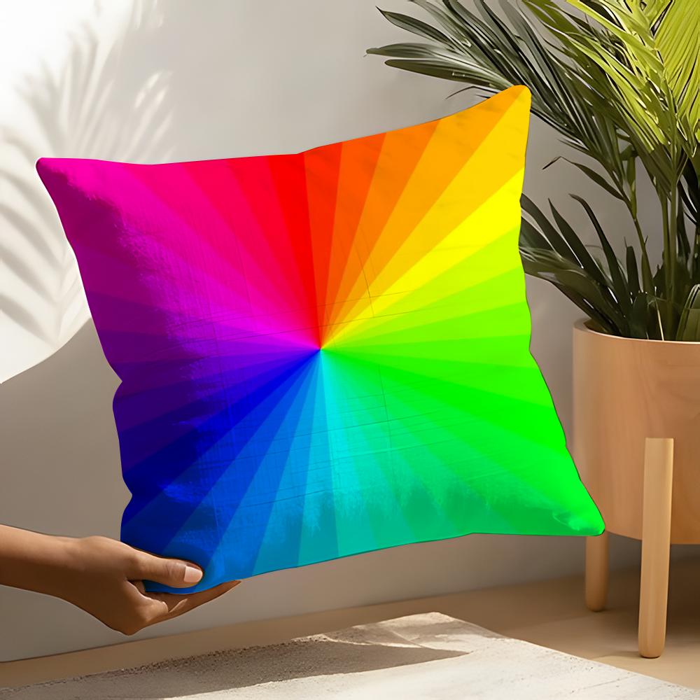 Rainbow Pillow Case Linen Cushion Covers For Decorative Sofa Home Pillows Case Car Chair Pillows Cases
