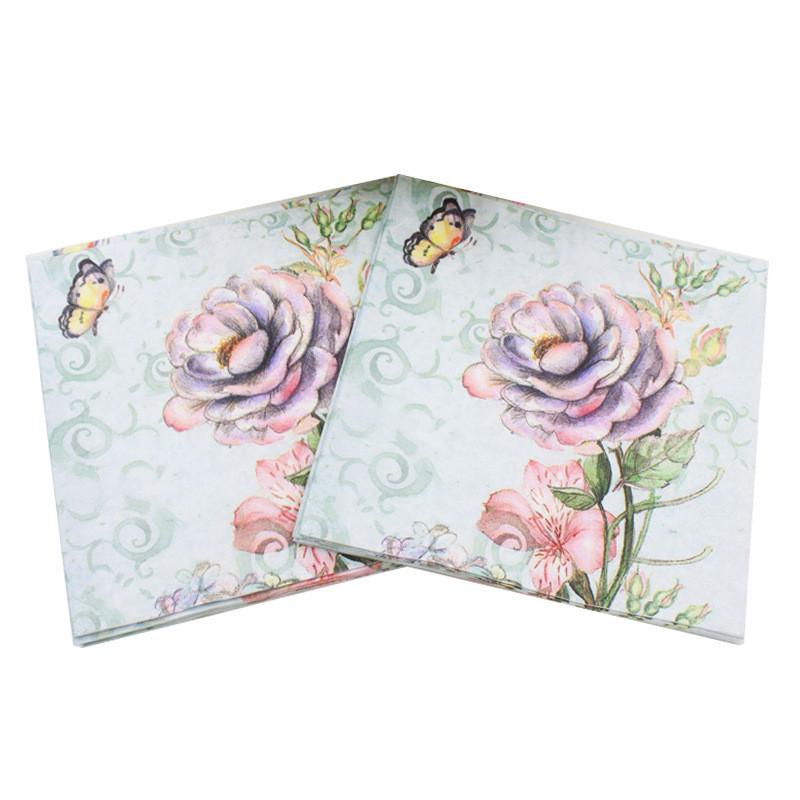 20Pcs/Pack Butterfly Flower Decoupage Paper Napkins Vintage Tissues Party Tableware Wedding Xmas Festival Supplies