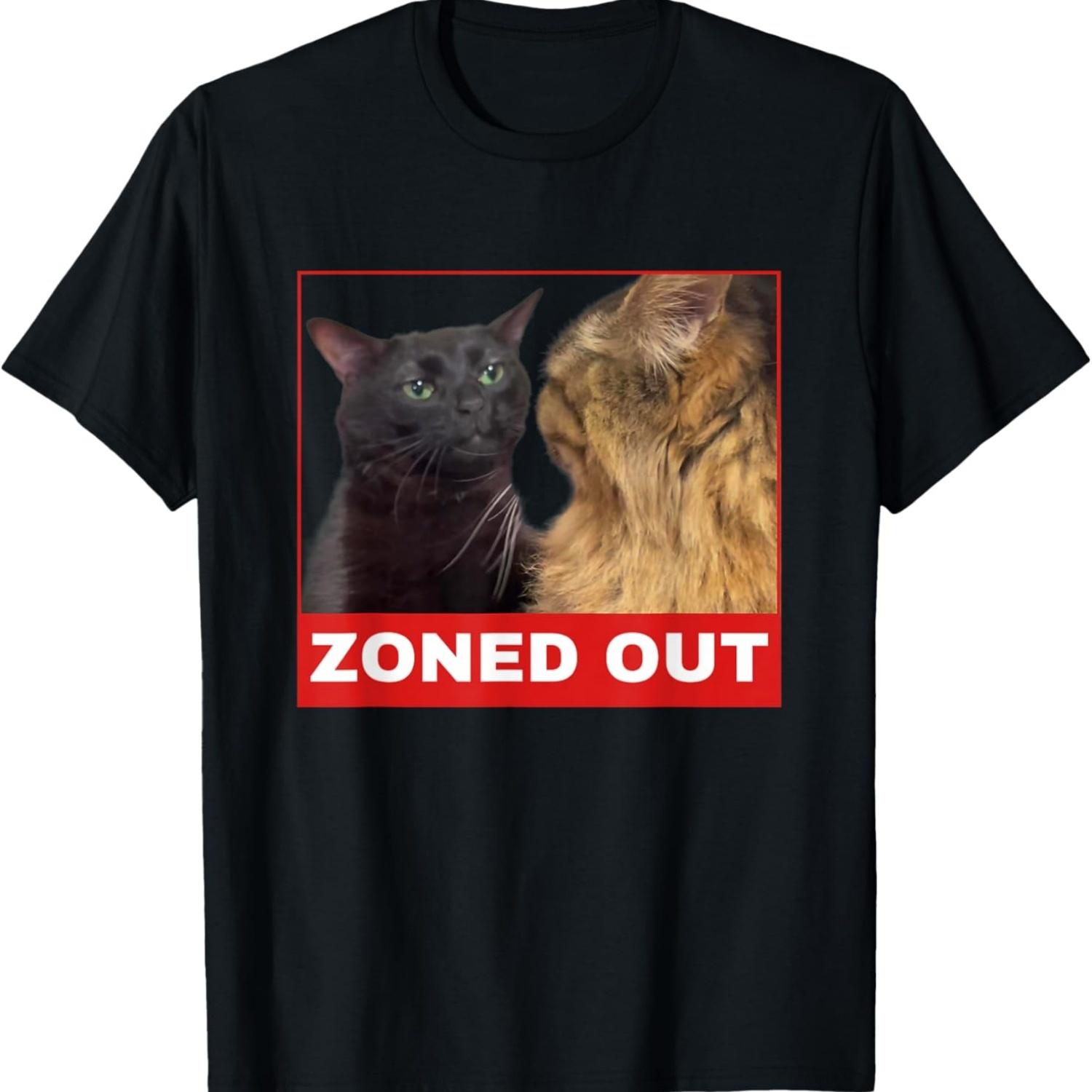 Black Cat Zoning Out , funny cat zoning meme T-Shirt for Men Women Girls Kids S чёрный