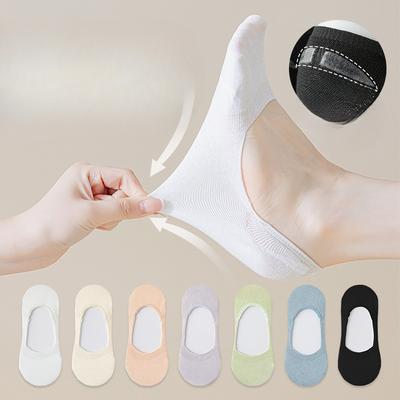 5 Pairs of Women's Summer Thin Non Slip Non Drop Heel Anti Odor Shallow Mouth Invisible Boat Socks