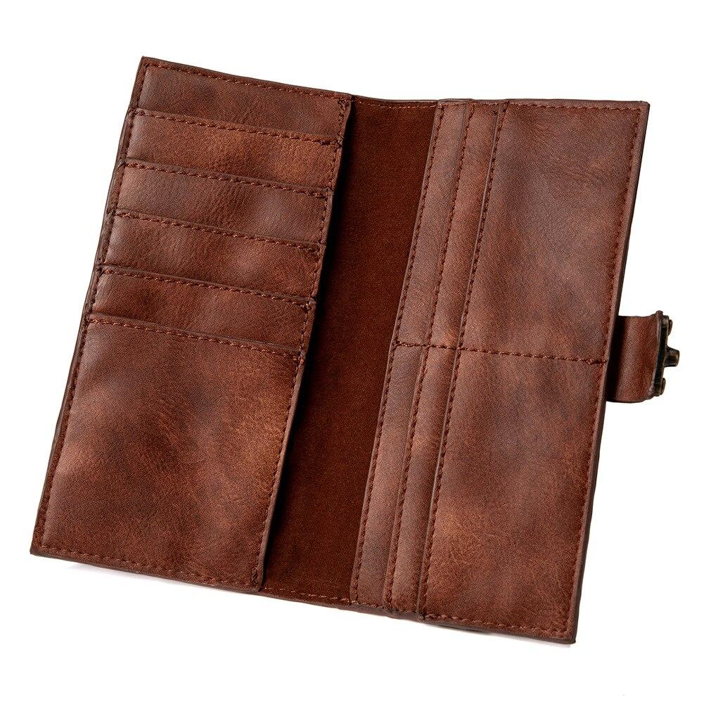Johnature Vintage Long Wallet Card Holder Unisex Steampunk High Quality Pu Leather Solid Color Large Clutch Wallets