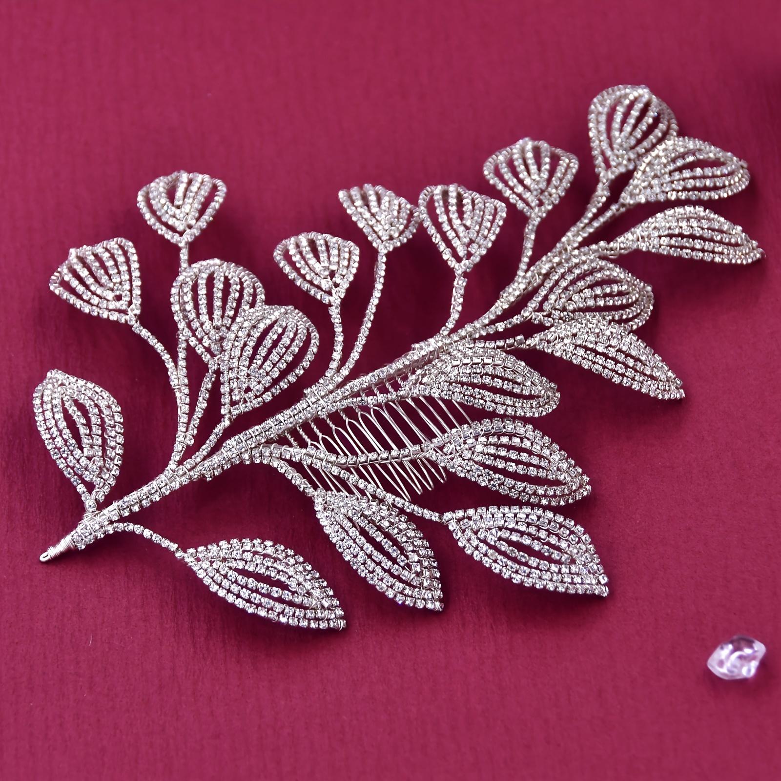 

1 шт. Элегантный плетеный головной убор ручной работы со сверкающими стразами — дизайн в виде листьев для свадьбы и особых случаев