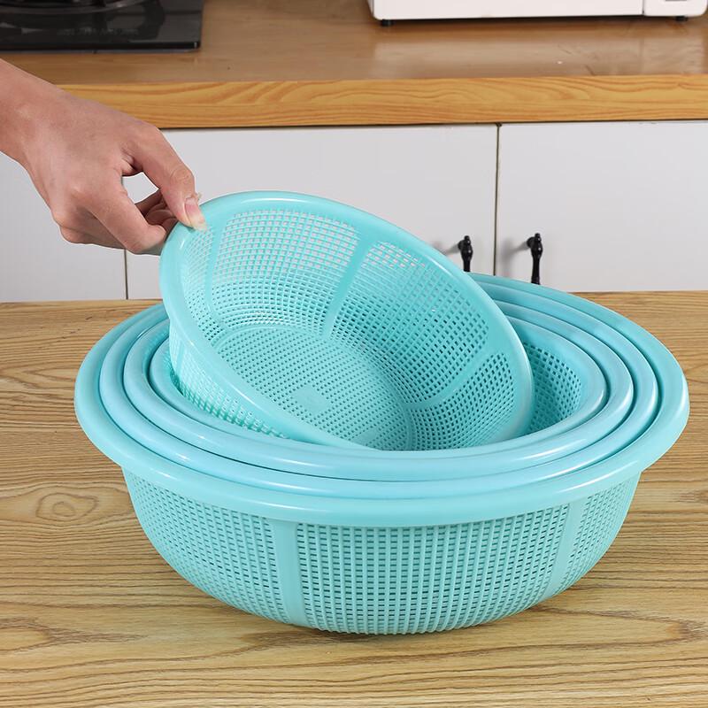Bingyue kulatá plastová myčka na zeleninu a cedník, zelená, 3 kusy