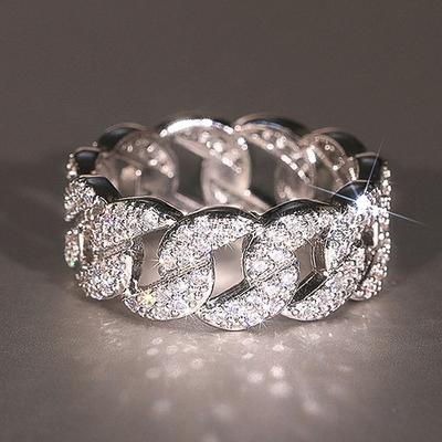 Anillos Huitan de Lujo con Diseño de Cadena Enlazada para Mujer Modernos Elegantes Accesorios para Dedos Amuletos Eterno Boda Compromiso Circonita