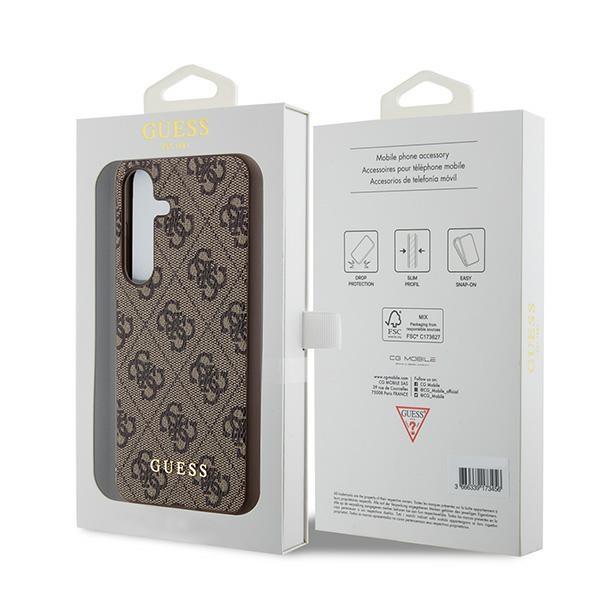 Guess Guhcs24Sg4Gfbr S24 S921 Brązowy/Brown Hardcase 4G Metal Gold Logo