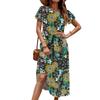 Women's Summer  Casual Floral Print  Round Neck Midi Dress Basic Classic Outdoor Everyday Short Sleeve Loose Dress