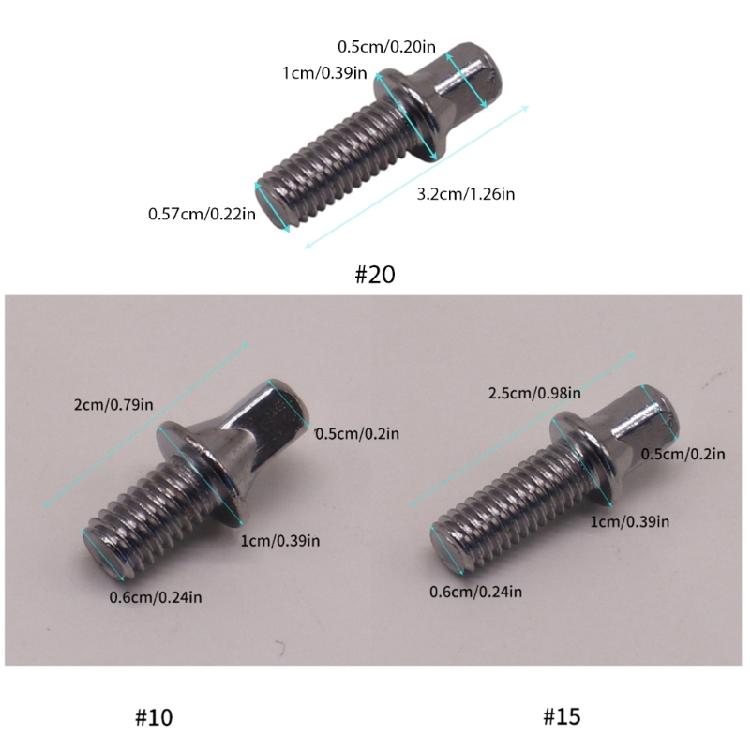 10 szt. Śruby naciągowe do bębna Głęboki gwint Mocny metal Krótkie śruby Bęben Standardowe Zewnętrzne Kwadratowe śruby Łatwe w użyciu