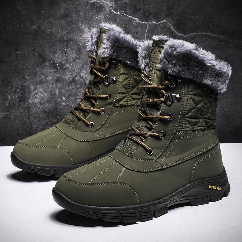 Large size new snow cotton boots winter casual fashion high top velvet warm outdoor sports men's cotton shoes
