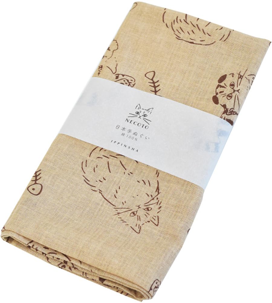 

Ippinsha ChacoChaco Japanese Tenugui 33 x 60359 Towel, 90cm, Brown,