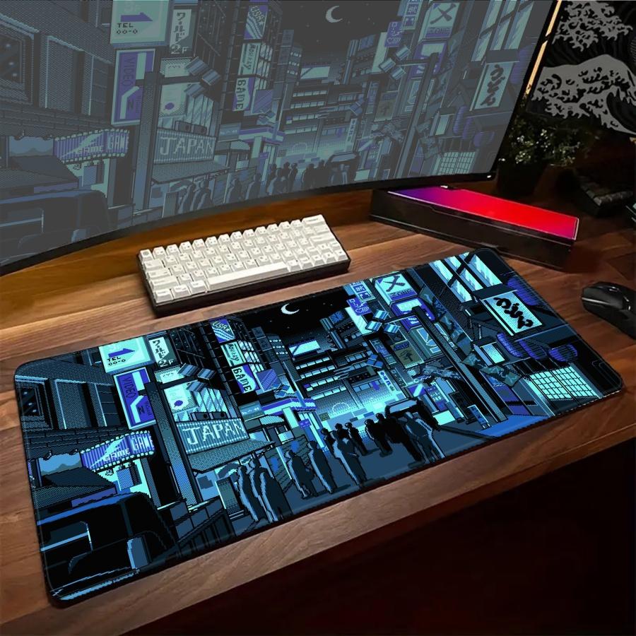 HD Black City Mousepad Large Gamer Accessories Office Big Keyboard Gaming Mouse Pad Kawaii Accessories Setup Mat
