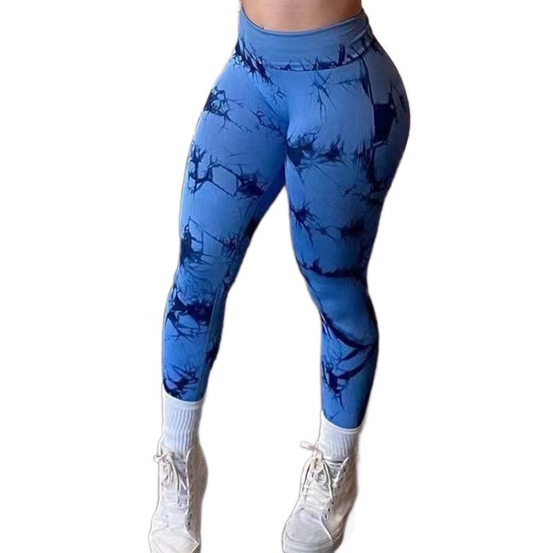 HNYHWKR Seamless Tie-Dye High-Waist Yoga Leggings: Stretch, Butt-Lift, Sweat-Wicking.