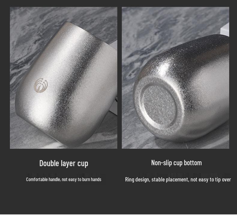 Pure Titanium Double-Layer Coffee Cup: Stylish, Portable, and High-Quality for Home or Outdoor Use.