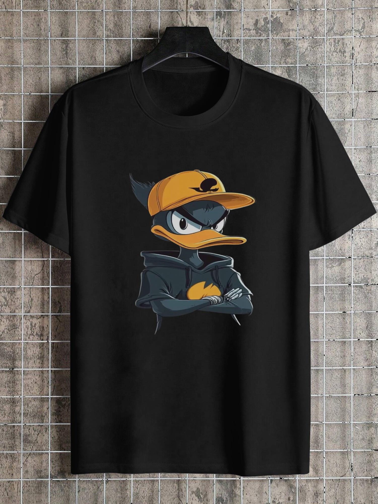 

1pc Gangster Angry Duck Graphic T-shirt - 180g Cotton Crew Neck Short Sleeve Tee with Single-Sided Digital Print XXXXL