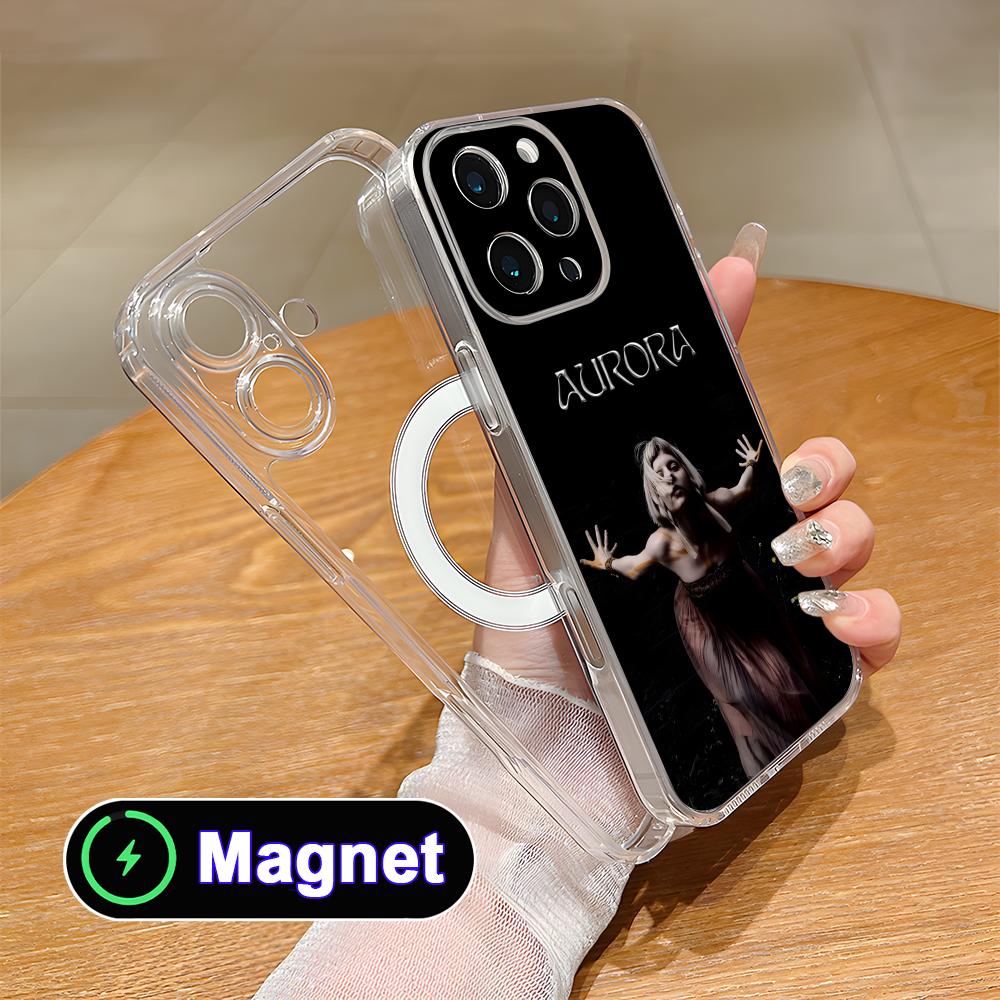 Aurora Aksnes Clear TPU Magsafe Mobile Phone Case for iPhone 17 16 15 14 13 12 11 Air Pro Max Plus Mini Colorful Cover