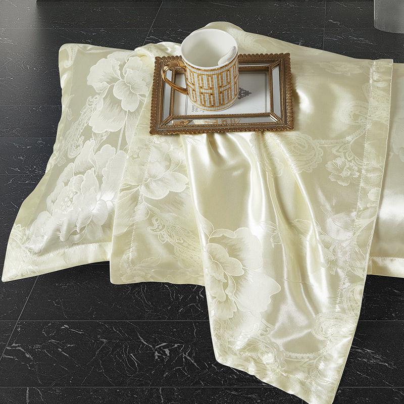 

1 Pair European Style Jacquard Pillowcase 48x74cm Flower Pattern Pillowcase Soft Silky Satin Hair Beauty Luxury Cozy Pillowcase