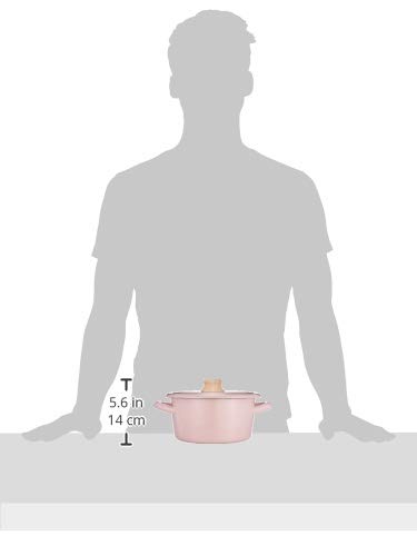Fuji Enamel Double Handed Pot Casserole 18cm Ash Pink IH Compatible Enamel Cotton Series CTN-18W.AP