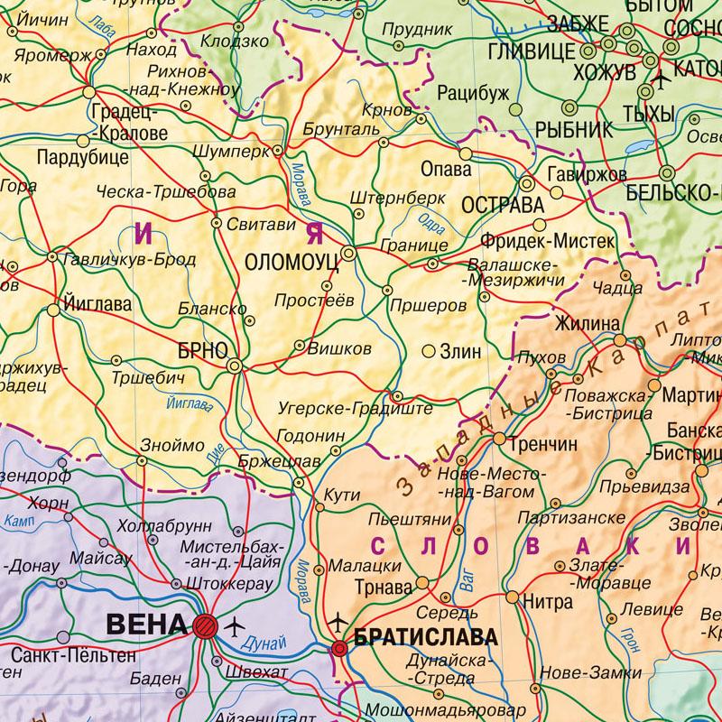 Russian Czech Republic Map City Illustration Map Canvas Painting Wall Art Poster Home Decoration