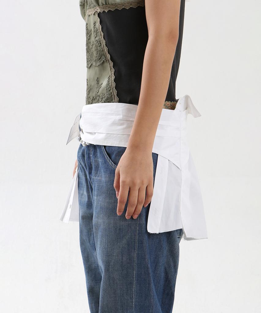 Nyuje Shirt-Shaped Wrap Skirt (White)