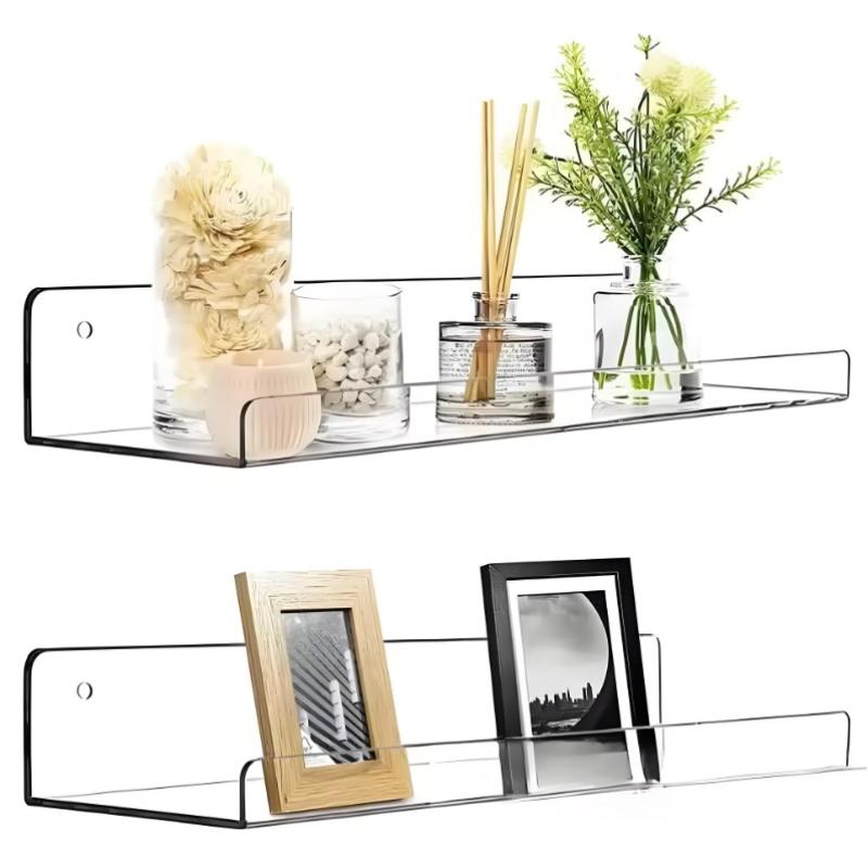 Acrylic Shelf For Wall Storage,Floating Bookshelves,Display Shelf Organizer For Bathroom,Bedroom,Living Room,Kitchen,Room Decor