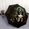 Dog Forest Emblem pattern umbrella, portable and foldable design, 8 ribs, a casual accessory for Halloween, Christmas, and birthday gifts.