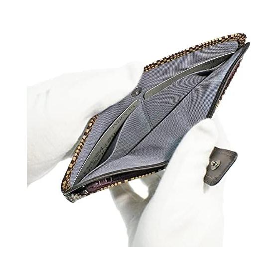 Inden-ya Inden Long Wallet Thin Deer Leather Purple X White Lacquer Patterned Small Checkered Special Color 2107-16-167