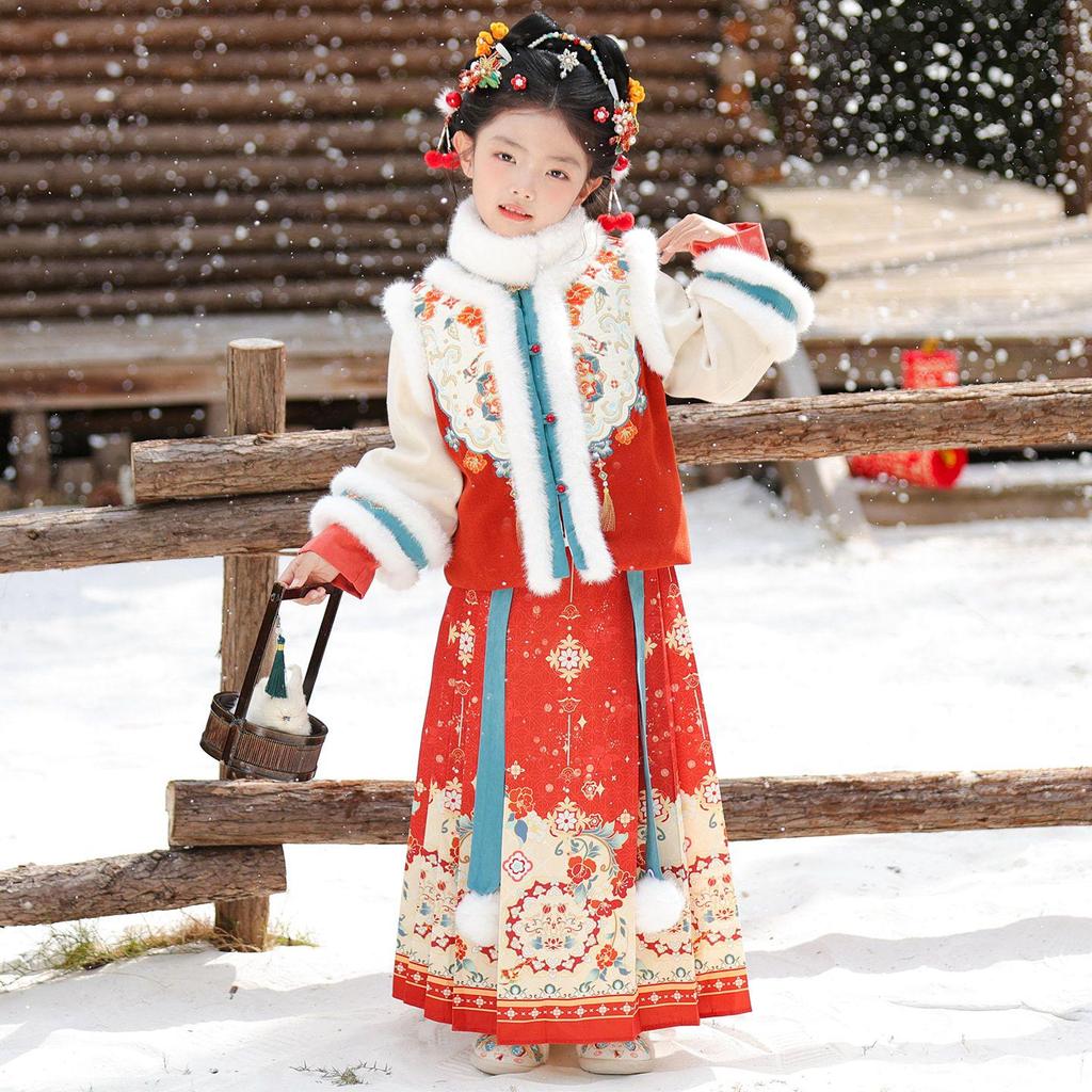 Combinaison d'hiver Tang Hanfu pour bébé fille 2025: Robe chinoise du Nouvel An élégante en coton épais