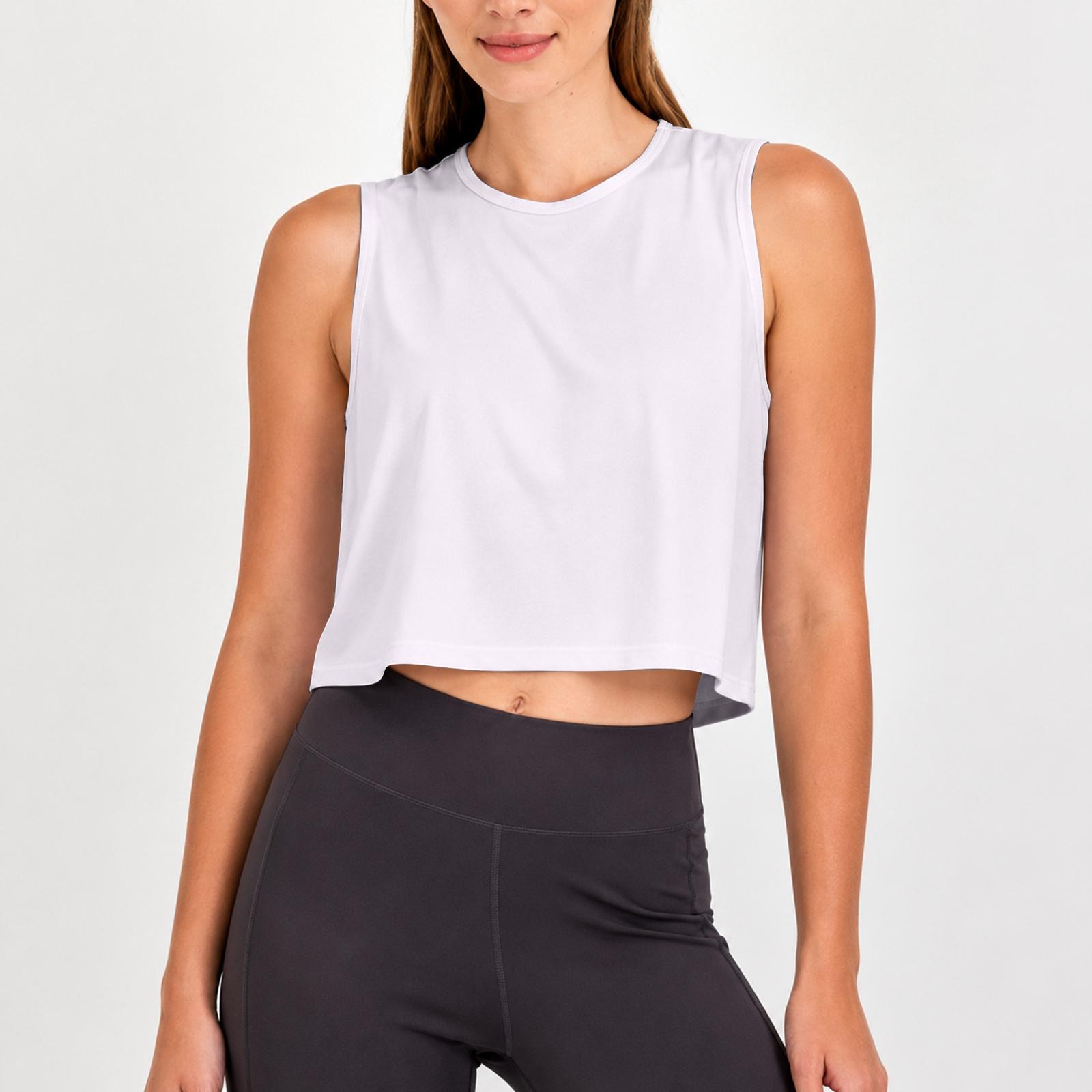 Women s Sleeveless Yoga Tank Top Cutout Back Workout Shirt Lightweight Breathable Running Fitness Casual Crop Top L