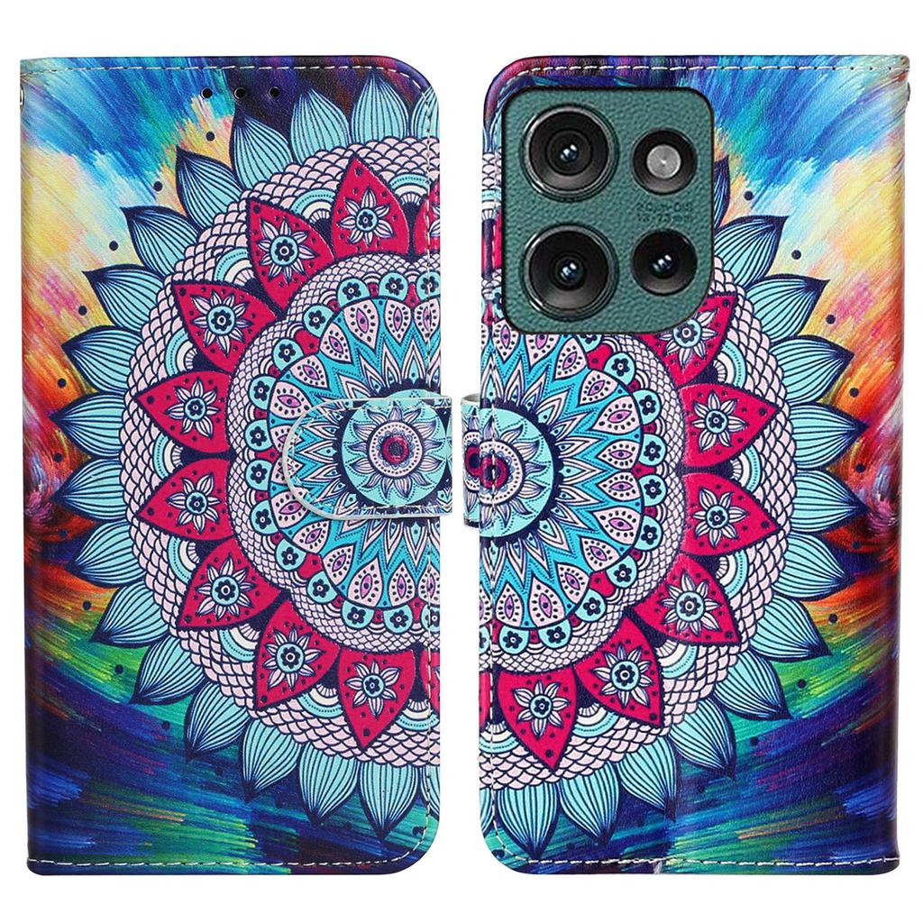 For Motorola Edge 50 5G Case Pattern Leather Wallet Phone Cover with Card Holder