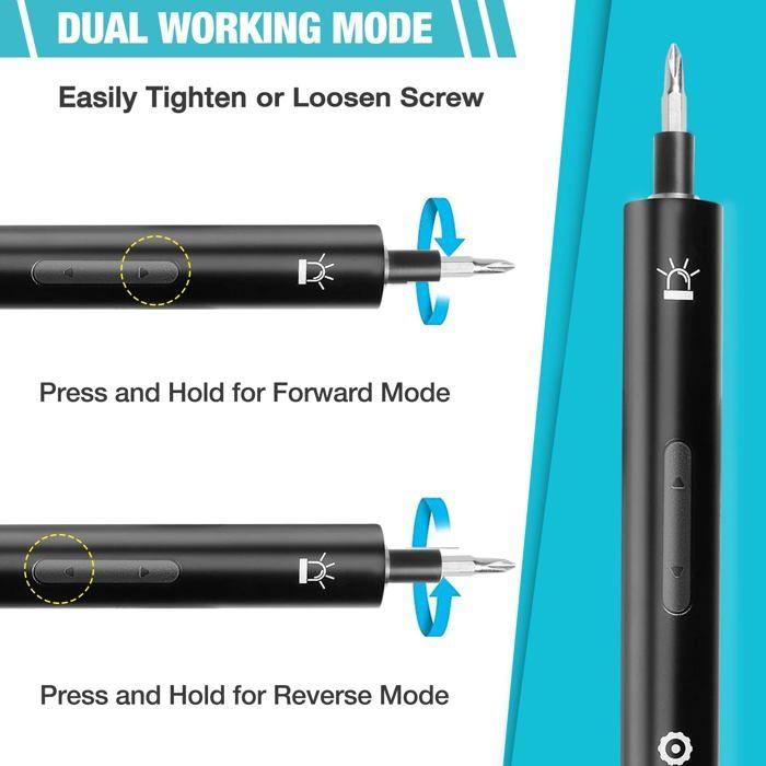 Tournevis électrique - duratech - dt105010au - 50 embouts en acier s2 - rechargeable usb - led intégrée