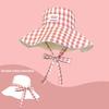 Women Sun Hat Sweet Plaid Wide Edge Fisherman Hat Outdoor Sun Protection Hat Travel Lace Up Hiking Large Brim Beach 5 Colors