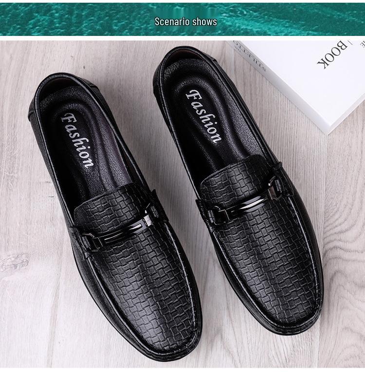 Men's Cross-Border Slip-On Leather Driving Moccasins - Casual Low-Top, Large Size Cowhide Shoes for Spring and Autumn