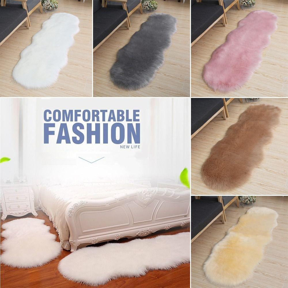 Non Slip Plush Rug Irregular Irregular Fur Rug Washable Faux Fluffy Rug Bedroom
