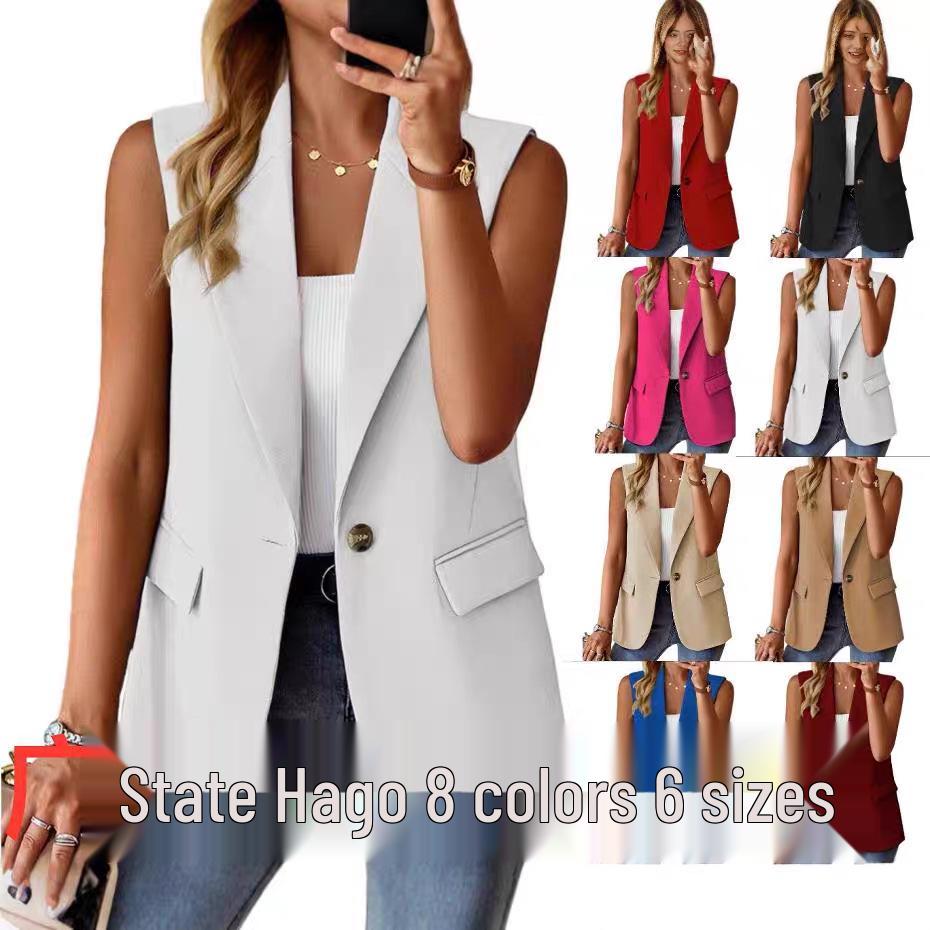 Dámský podzimní bezrukávový vícebarevný kardiganový blejzr 2024 Bestseller